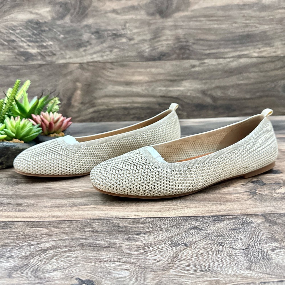 NEW Lucky Brand 9.5M Daneric Metallic Knit Washable Square Toe Ballet Flats - Picture 6 of 11
